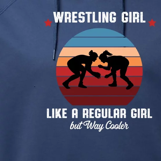 Wrestling Girl Like A Regular Girl But Cooler Performance Fleece Hoodie