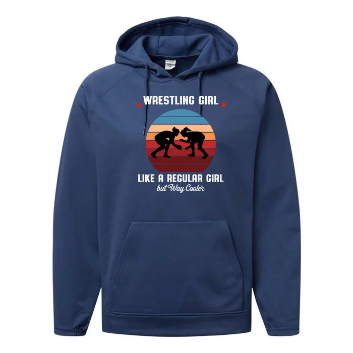 Wrestling Girl Like A Regular Girl But Cooler Performance Fleece Hoodie