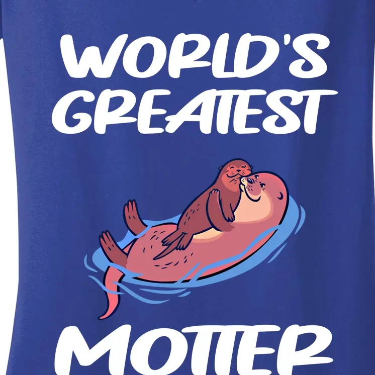 Worlds Greatest Motter Mothers Day Animal Pun Mom Mama Momma Gift Women's V-Neck T-Shirt