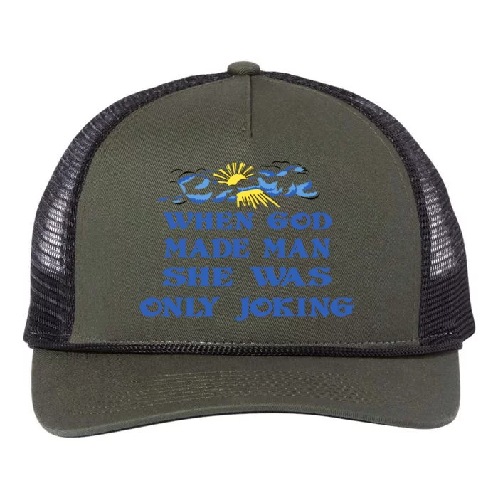 When God Made Man She Was Only Joking Retro Rope Trucker Hat Cap