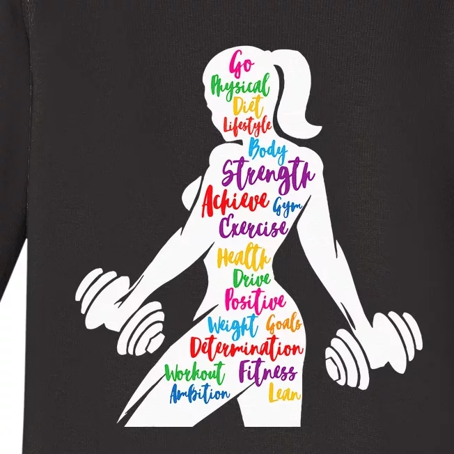 Women Gym Motivation Workout Motivational Fitness Lover Gift Baby Long Sleeve Bodysuit