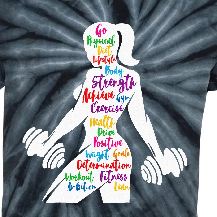 Women Gym Motivation Workout Motivational Fitness Lover Gift Kids Tie-Dye T-Shirt