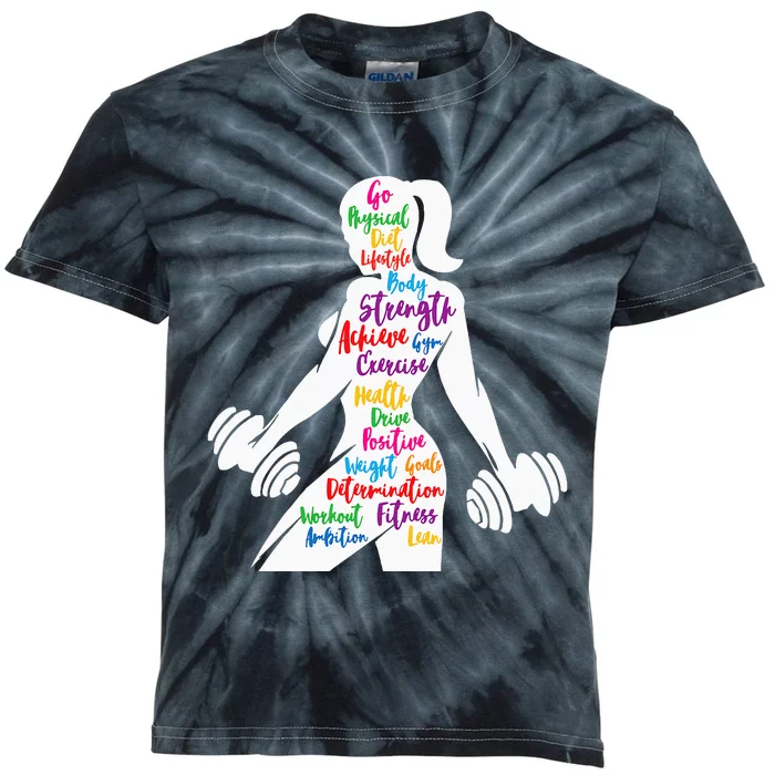 Women Gym Motivation Workout Motivational Fitness Lover Gift Kids Tie-Dye T-Shirt