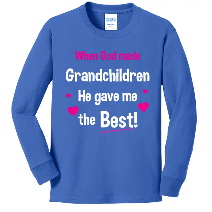 When God Made Grandchildren He Gave Me The Best Granny Gift Kids Long Sleeve Shirt