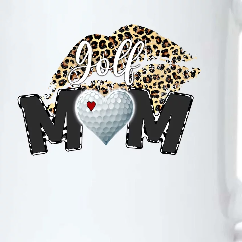 Wo Golf Mom Leopard Print Lips Golf Player Mom Gift Black Color Changing Mug