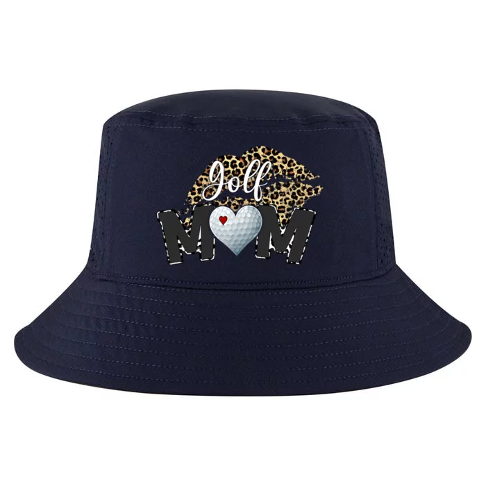 Wo Golf Mom Leopard Print Lips Golf Player Mom Gift Cool Comfort Performance Bucket Hat