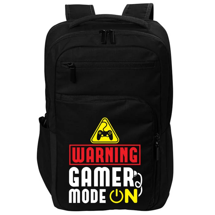 Warning Gamer Mode On Funny Gaming Gift Idea Gift Impact Tech Backpack