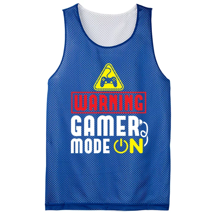 Warning Gamer Mode On Funny Gaming Gift Idea Gift Mesh Reversible Basketball Jersey Tank