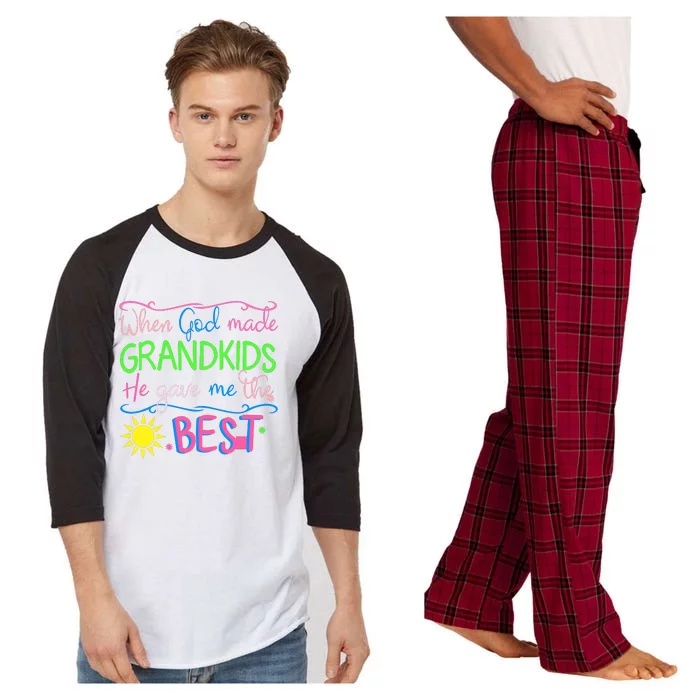 When God Made Grandkids He Gave Me The Best Love My Grandchildren Raglan Sleeve Pajama Set