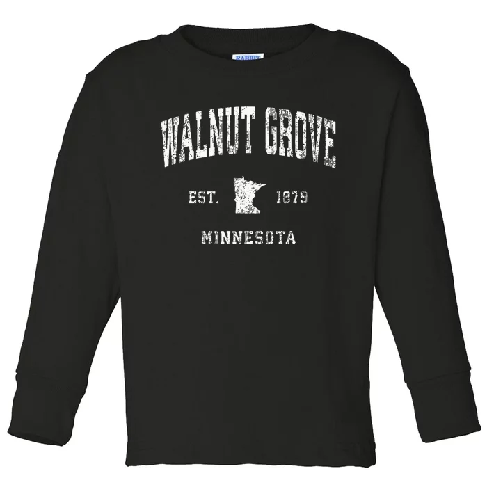 Walnut Grove Minnesota MN Vintage Athletic Sports Design Toddler Long Sleeve Shirt