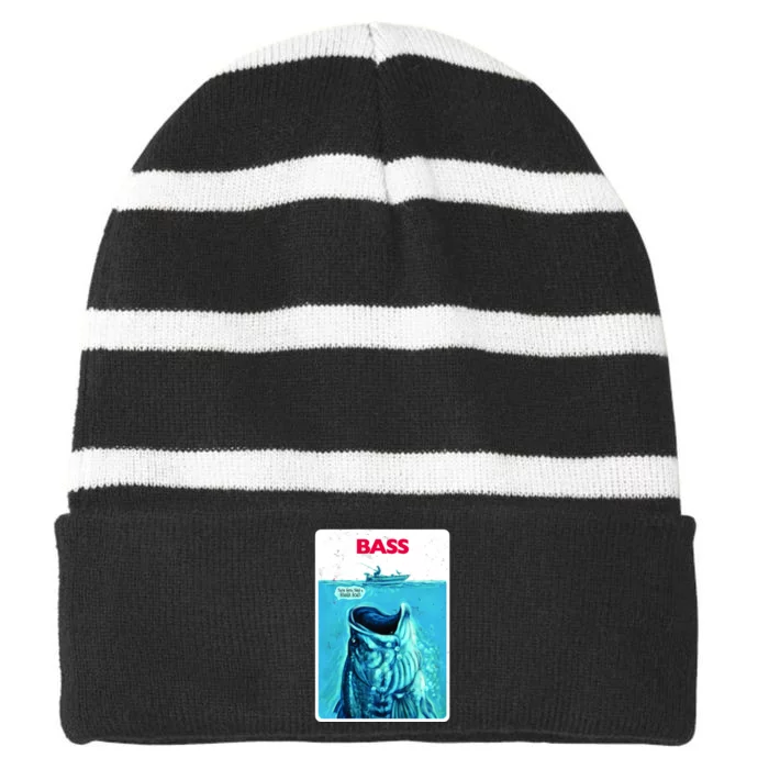 We're Gonna Need A Bigger Boat Bass Fishing Striped Beanie with Solid Band