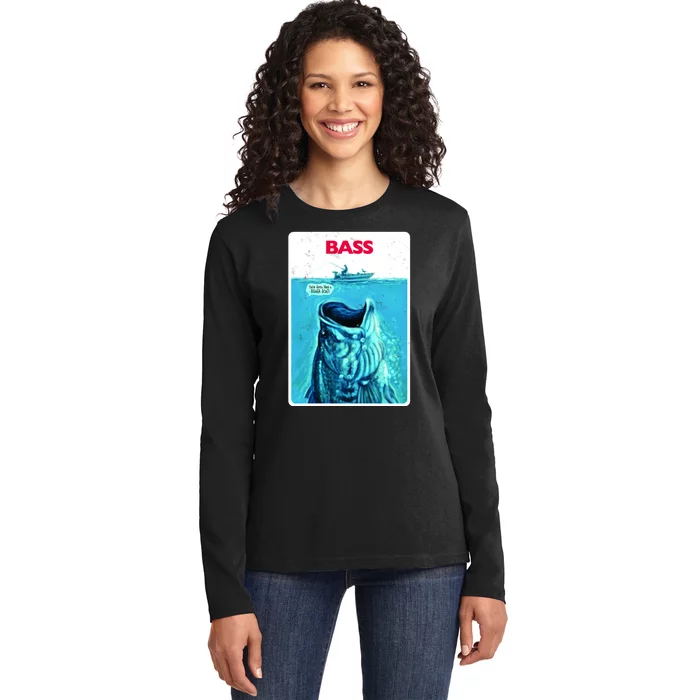 We're Gonna Need A Bigger Boat Bass Fishing Ladies Long Sleeve Shirt