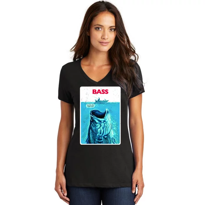 We're Gonna Need A Bigger Boat Bass Fishing Women's V-Neck T-Shirt