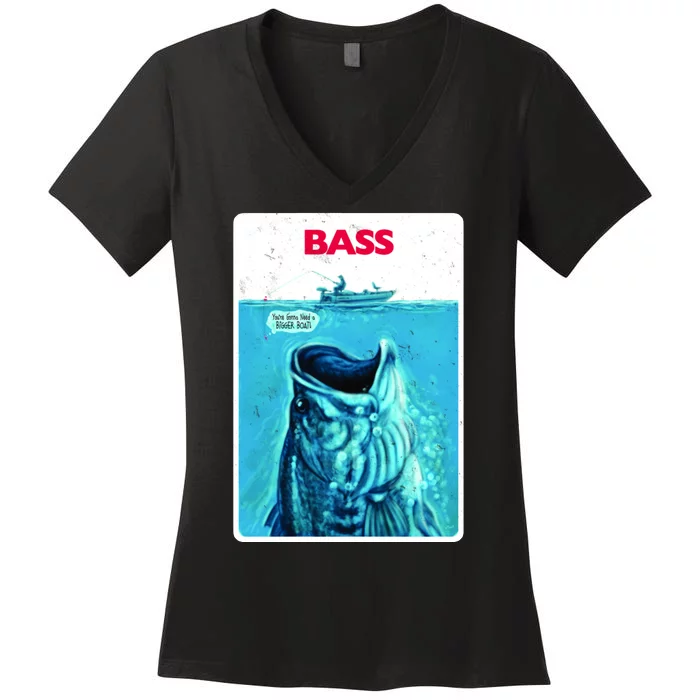 We're Gonna Need A Bigger Boat Bass Fishing Women's V-Neck T-Shirt