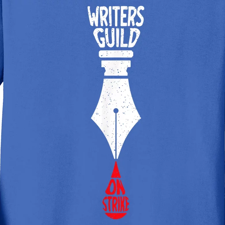 Writers Guild Of America On Strike Anti AI Chatbots WGA Kids Long Sleeve Shirt