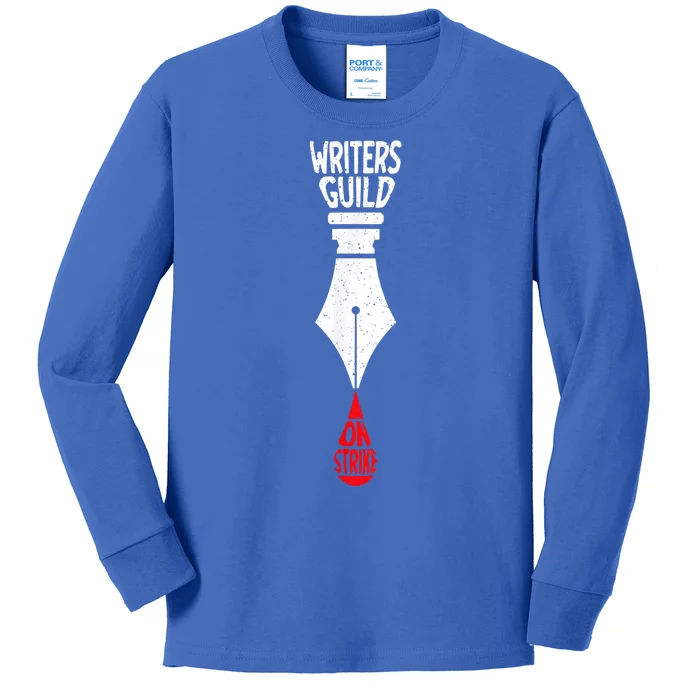 Writers Guild Of America On Strike Anti AI Chatbots WGA Kids Long Sleeve Shirt