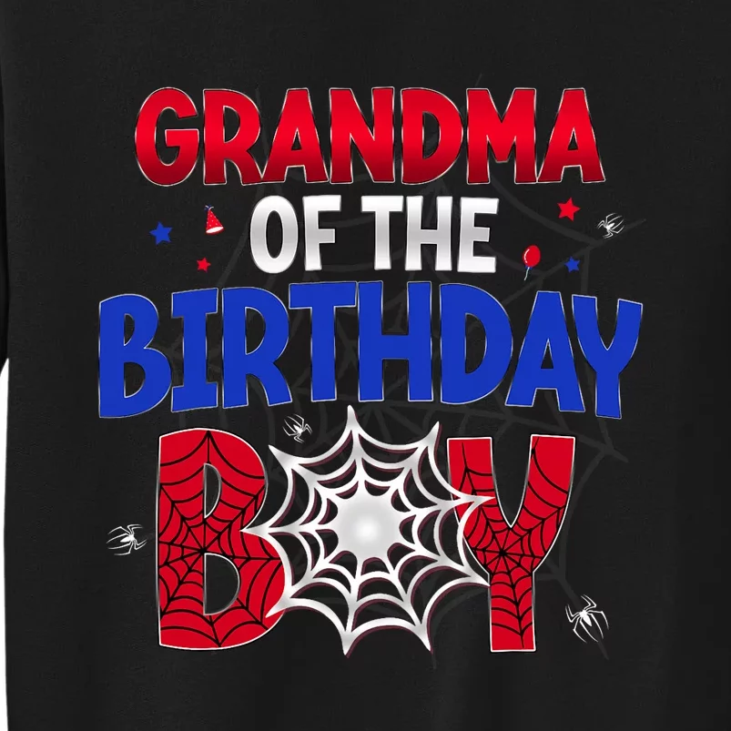 Women Grandma Of The Birthday Boy Matching Spider Web Family Sweatshirt