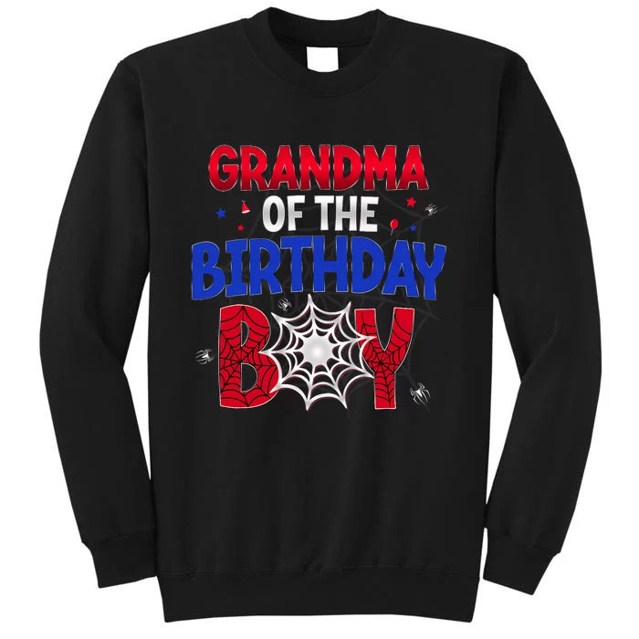 Women Grandma Of The Birthday Boy Matching Spider Web Family Sweatshirt