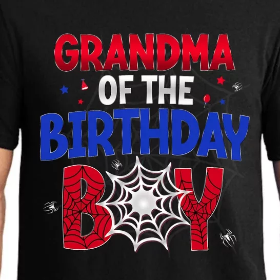 Women Grandma Of The Birthday Boy Matching Spider Web Family Pajama Set