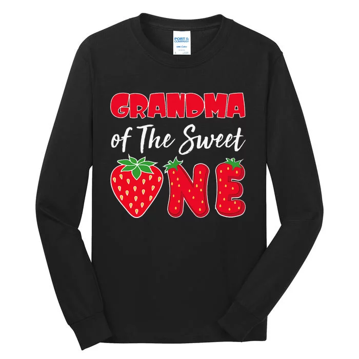 Wo Grandma Of The Sweet One Strawberry First Birthday Family Tall Long Sleeve T-Shirt