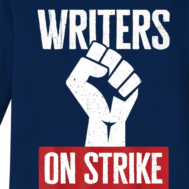 Writers Guild Of America On Strike Anti AI Chatbots WGA Baby Long Sleeve Bodysuit