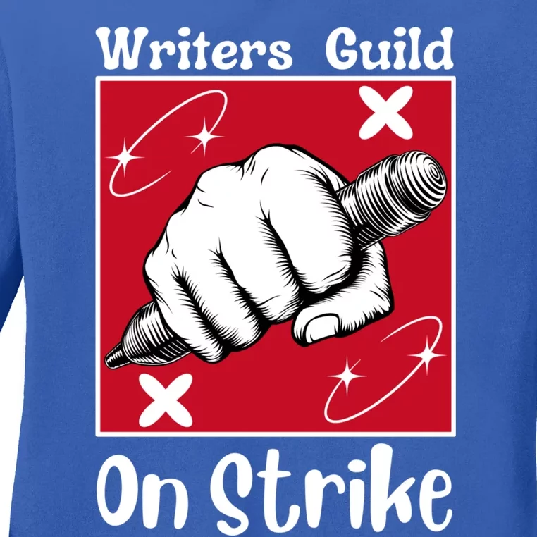 Writers Guild Of America On Strike Ladies Long Sleeve Shirt