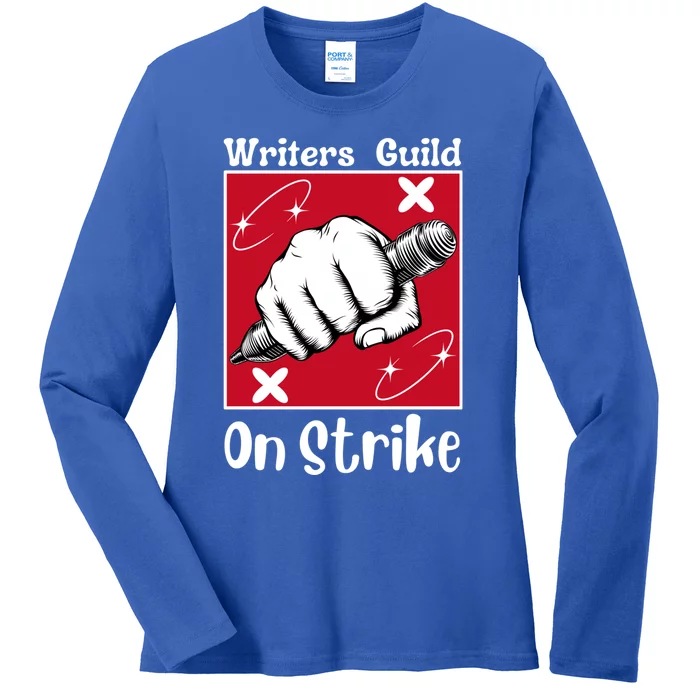 Writers Guild Of America On Strike Ladies Long Sleeve Shirt