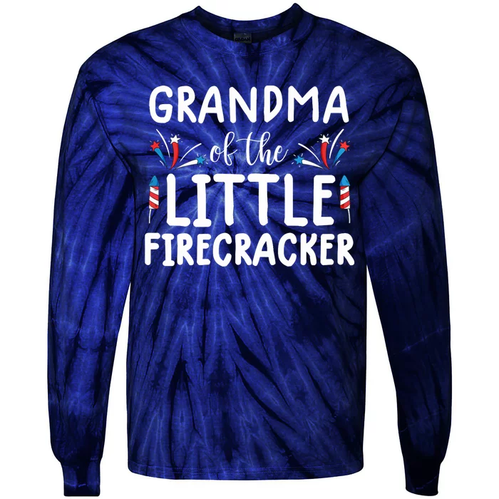 Wo grandma of the little firecracker funny 4th of july Tie-Dye Long Sleeve Shirt