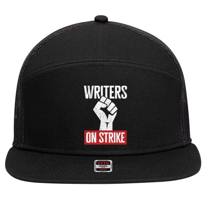 Writers Guild Of America On Strike Anti AI Chatbots WGA 7 Panel Mesh Trucker Snapback Hat