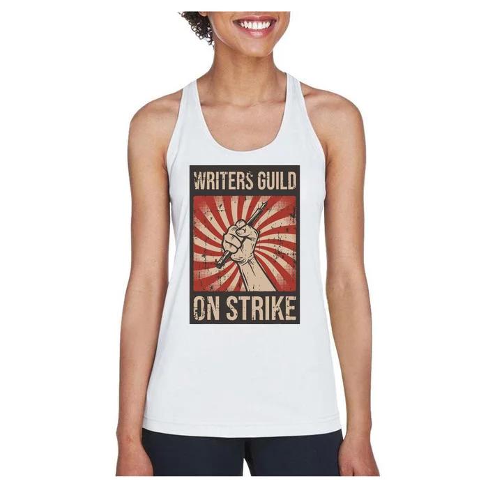 Writers Guild Of America On Strike Anti Ai Chatbots WGA Women's Racerback Tank