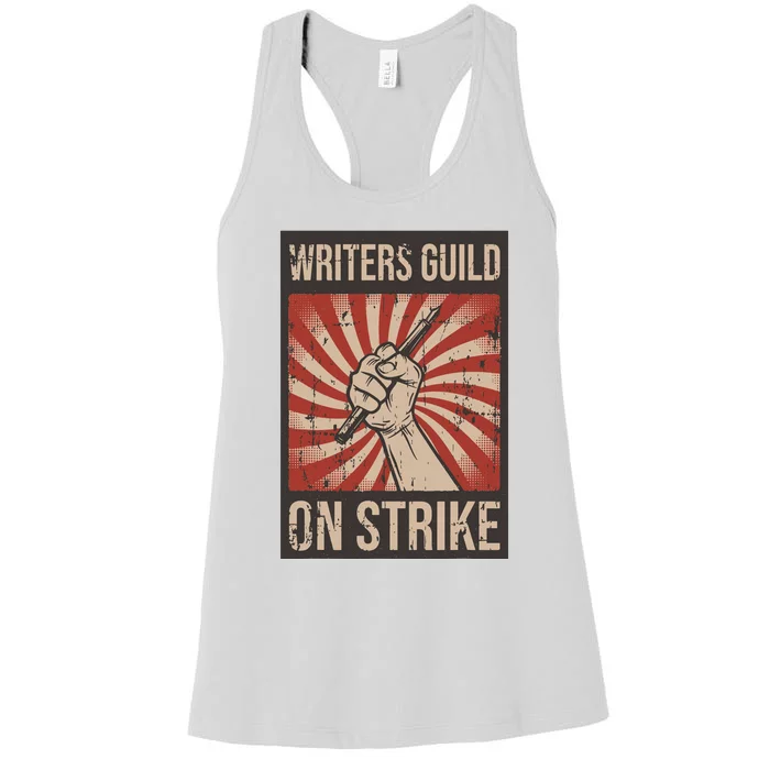 Writers Guild Of America On Strike Anti Ai Chatbots WGA Women's Racerback Tank