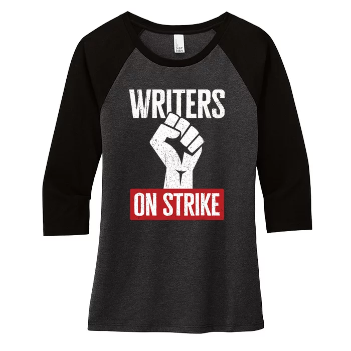 Writers Guild Of America On Strike Anti AI Chatbots WGA Women's Tri-Blend 3/4-Sleeve Raglan Shirt