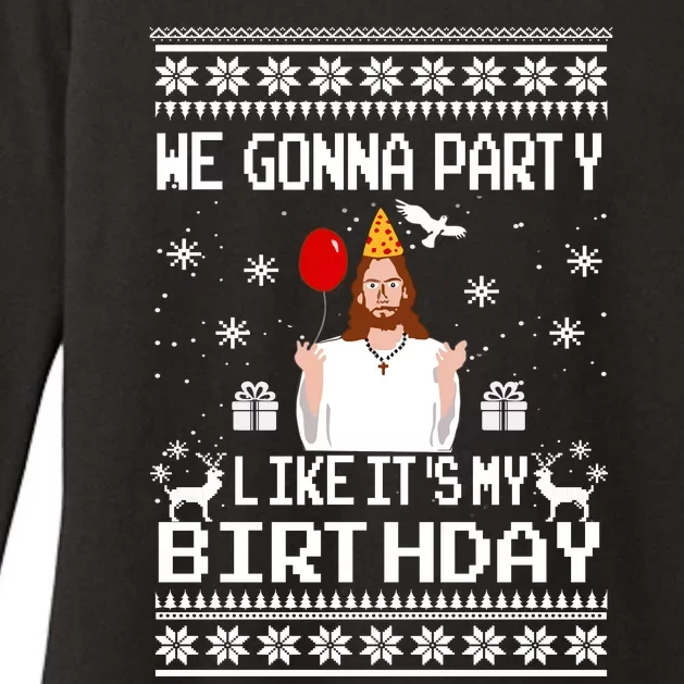 We Gonna Party Like Its My Birthday Jesus Sweater Christmas Funny Womens CVC Long Sleeve Shirt