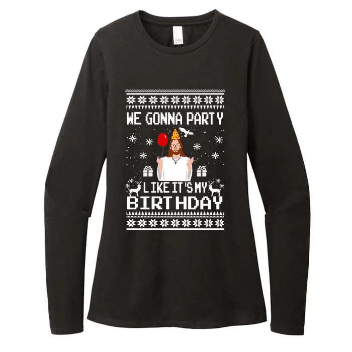 We Gonna Party Like Its My Birthday Jesus Sweater Christmas Funny Womens CVC Long Sleeve Shirt