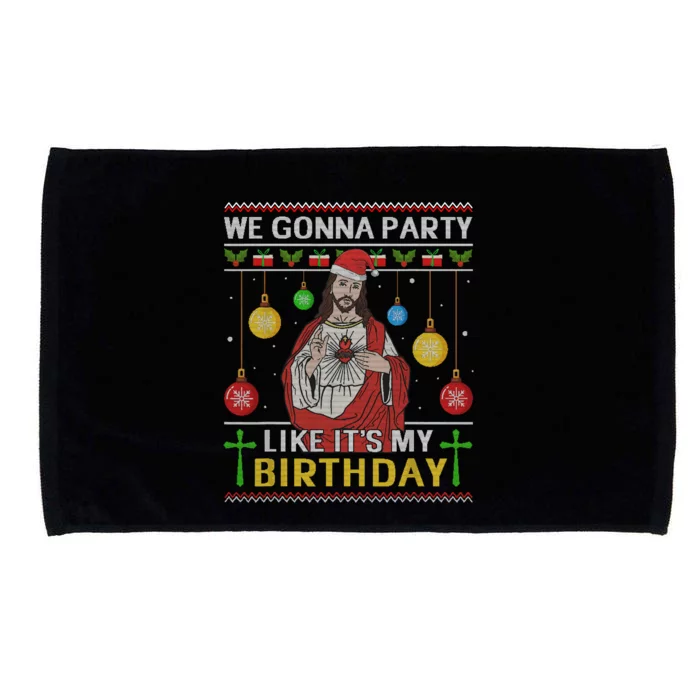 We Gonna Party Like It's My Birthday Jesus Sweater Christmas Microfiber Hand Towel