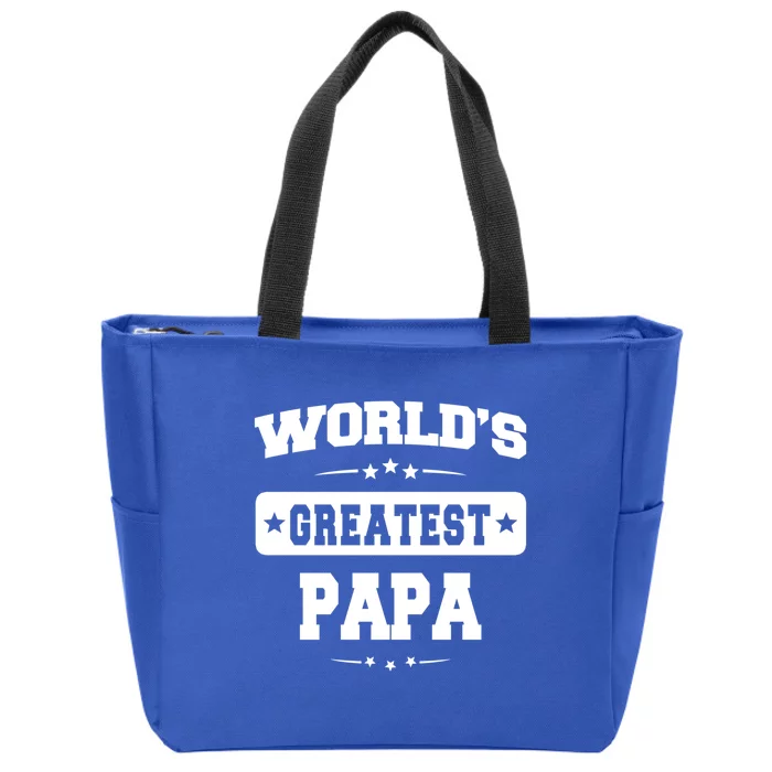 Worlds Greatest Papa Dad Birthday Fathers Day Gift Zip Tote Bag