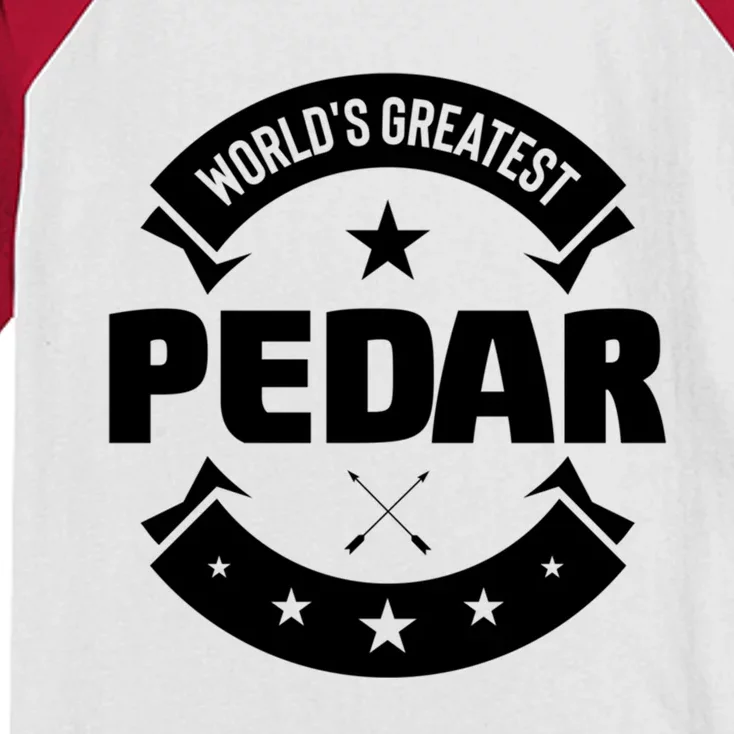 Worlds Greatest Pedar For Persian / Farsi Dad Gift Kids Colorblock Raglan Jersey