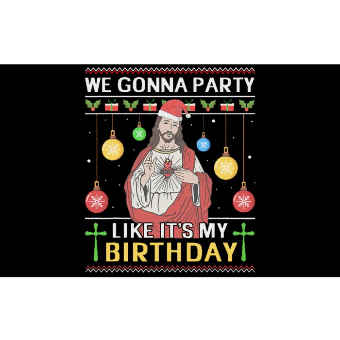 We Gonna Party Like It's My Birthday Jesus Sweater Christmas Bumper Sticker