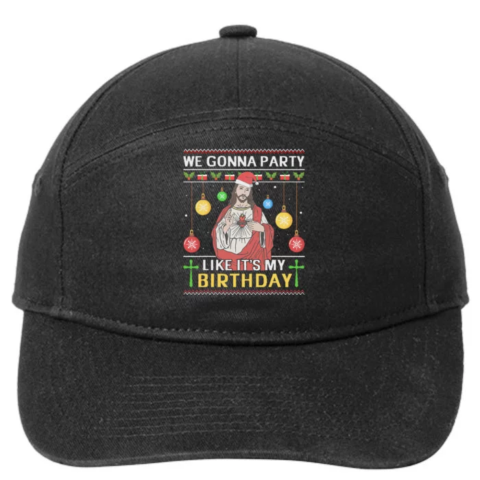 We Gonna Party Like It's My Birthday Jesus Sweater Christmas 7-Panel Snapback Hat