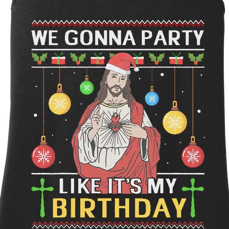 We Gonna Party Like It's My Birthday Jesus Sweater Christmas Ladies Essential Tank