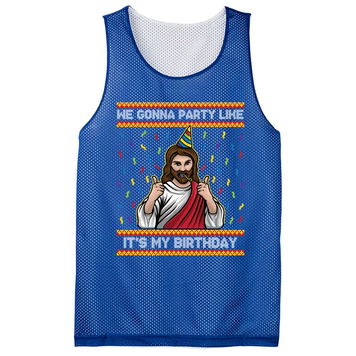 We Gonna Party Like ItS My Birthday Funny Christmas Jesus Gift Mesh Reversible Basketball Jersey Tank