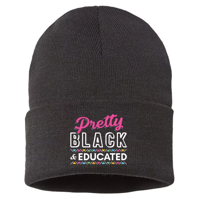 Women Gift Pretty Black And Educated Black African American Sustainable Knit Beanie