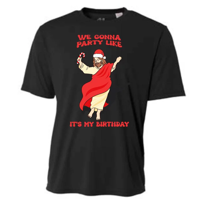 We Gonna Party Like ItS My Birthday Jesus Sweater Christmas Gift Cooling Performance Crew T-Shirt