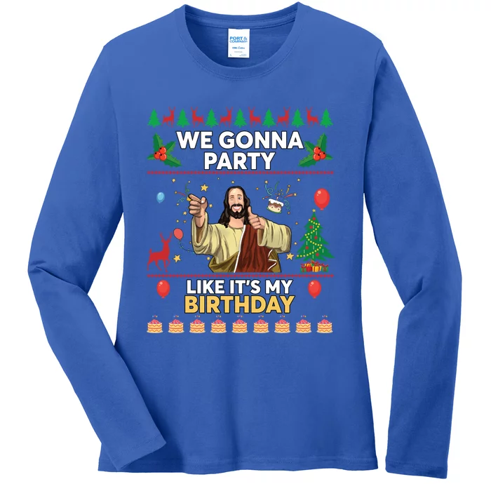 We Gonna Party Like ItS My Birthday Ugly Christmas Sweater Gift Ladies Long Sleeve Shirt