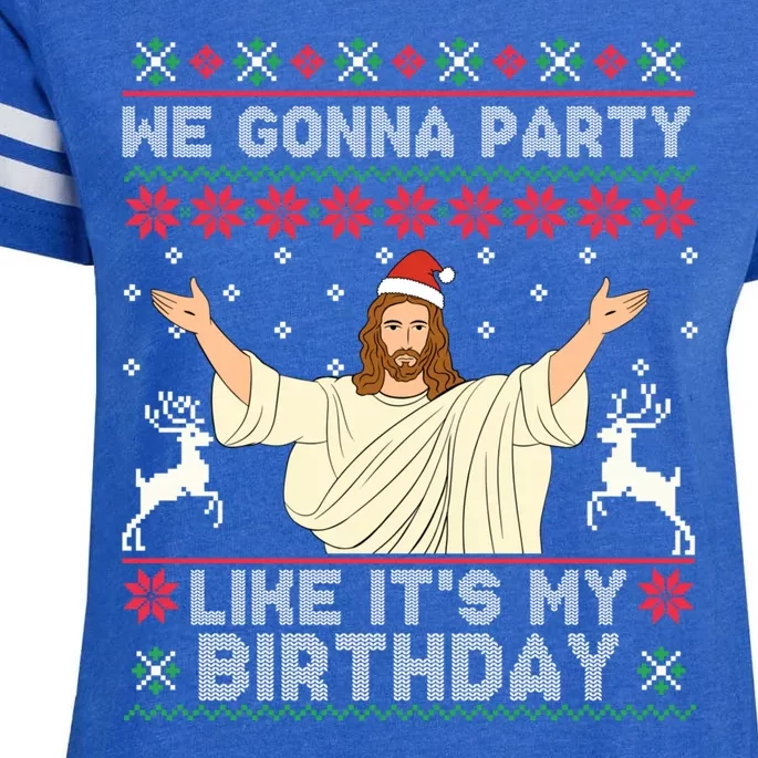 We Gonna Party Like ItS My Birthday Jeus Ugly Christmas Enza Ladies Jersey Football T-Shirt