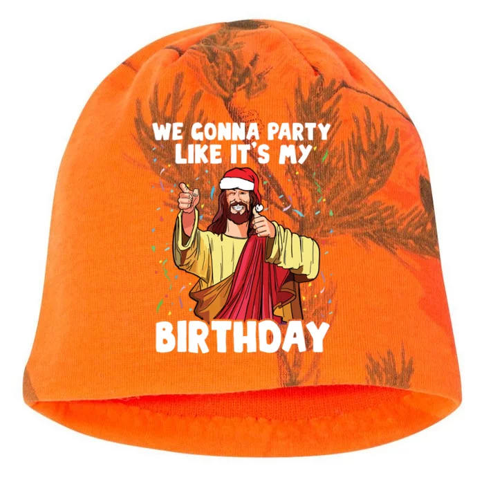 We Gonna Party Like Its My Birthday Jesus Christmas Kati - Camo Knit Beanie