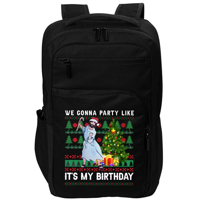 We Gonna Party Like Its My Birthday Ugly Christmas Jesus Impact Tech Backpack