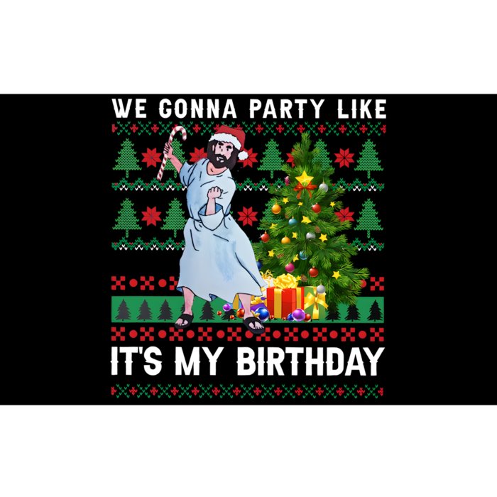 We Gonna Party Like Its My Birthday Ugly Christmas Jesus Bumper Sticker