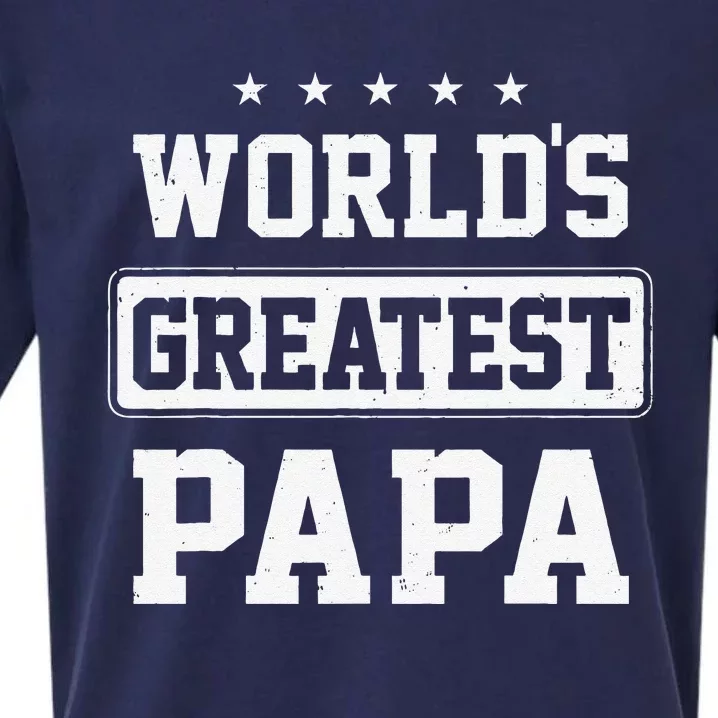 Worlds Greatest Papa Fathers Day Grandpa Sueded Cloud Jersey T-Shirt