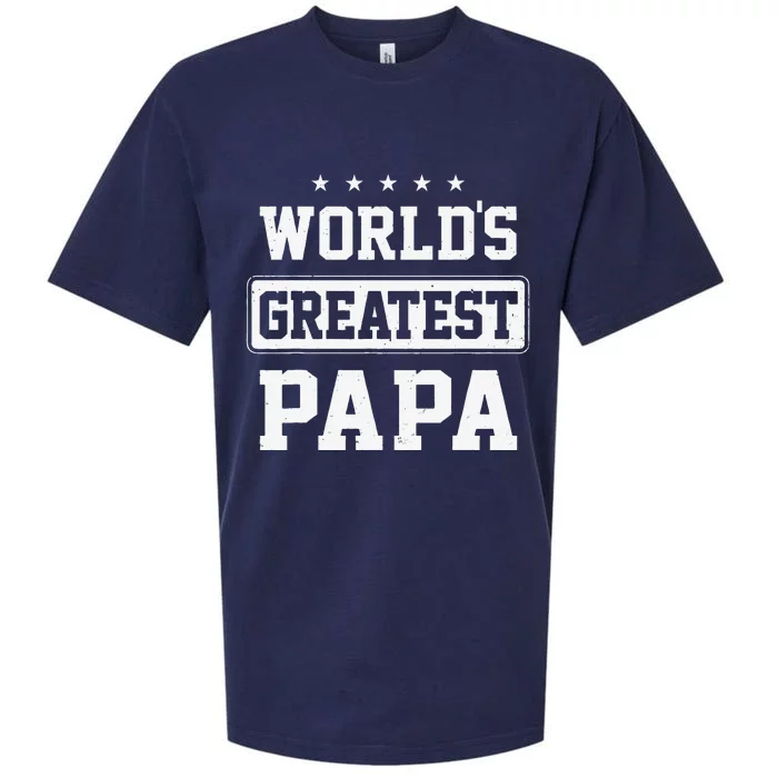 Worlds Greatest Papa Fathers Day Grandpa Sueded Cloud Jersey T-Shirt